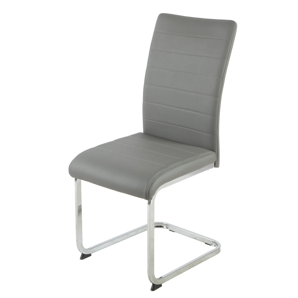 Liana Grey PU Chair - chrome legs