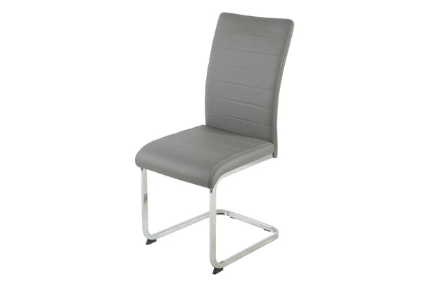Liana Grey PU Chair - chrome legs