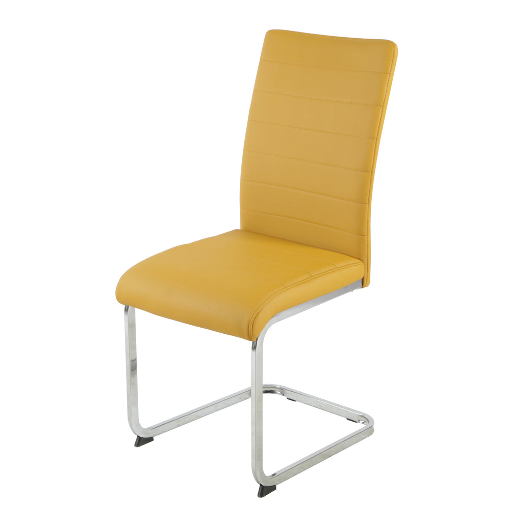 Liana Yellow PU Chair -chrome legs