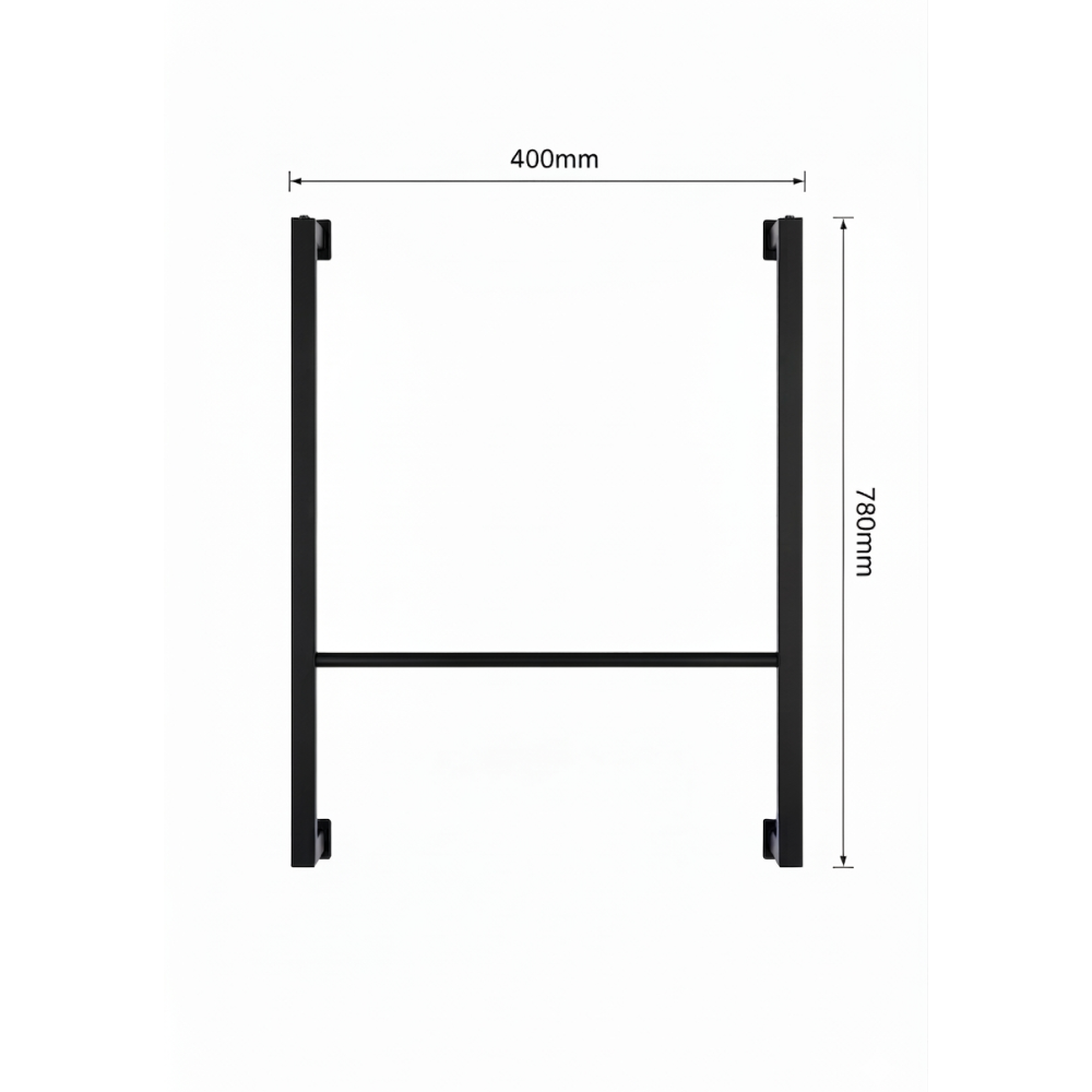 Matt black metal towel rail with minimalist rectangular frame design | Home Centre Direct UK