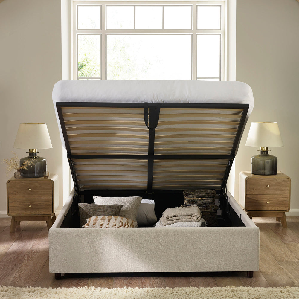 Maddock Ottoman Storage Bed - Beige / King - MAD002