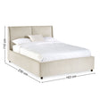 Beige fabric upholstered bed with dimensions 163x230 cm and 110 cm headboard height