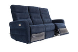 Luxurious Blue Leather Electric 3-Seater Recliner Sofa