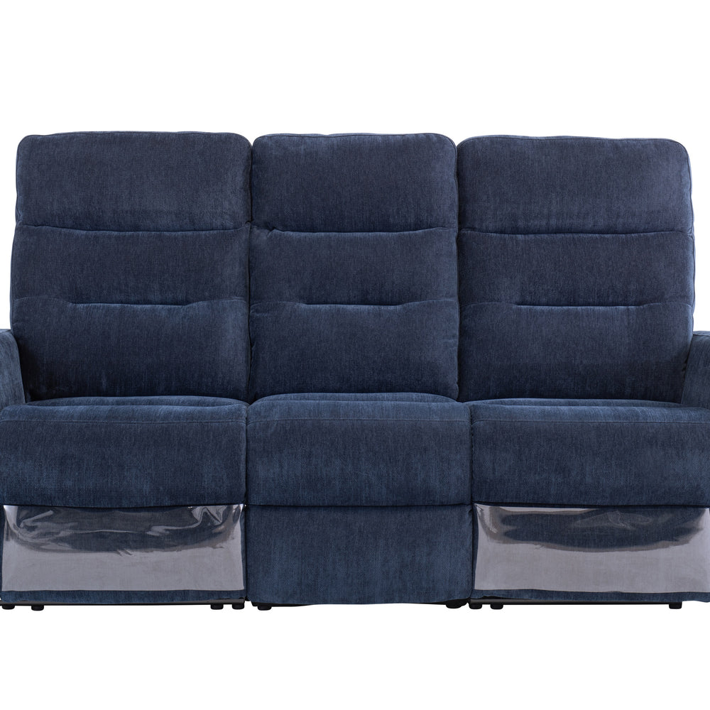 Luxurious Blue Leather Electric 3-Seater Recliner Sofa