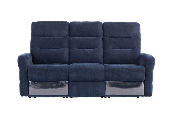 Luxurious Blue Leather Electric 3-Seater Recliner Sofa