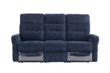 Luxurious Blue Leather Electric 3-Seater Recliner Sofa