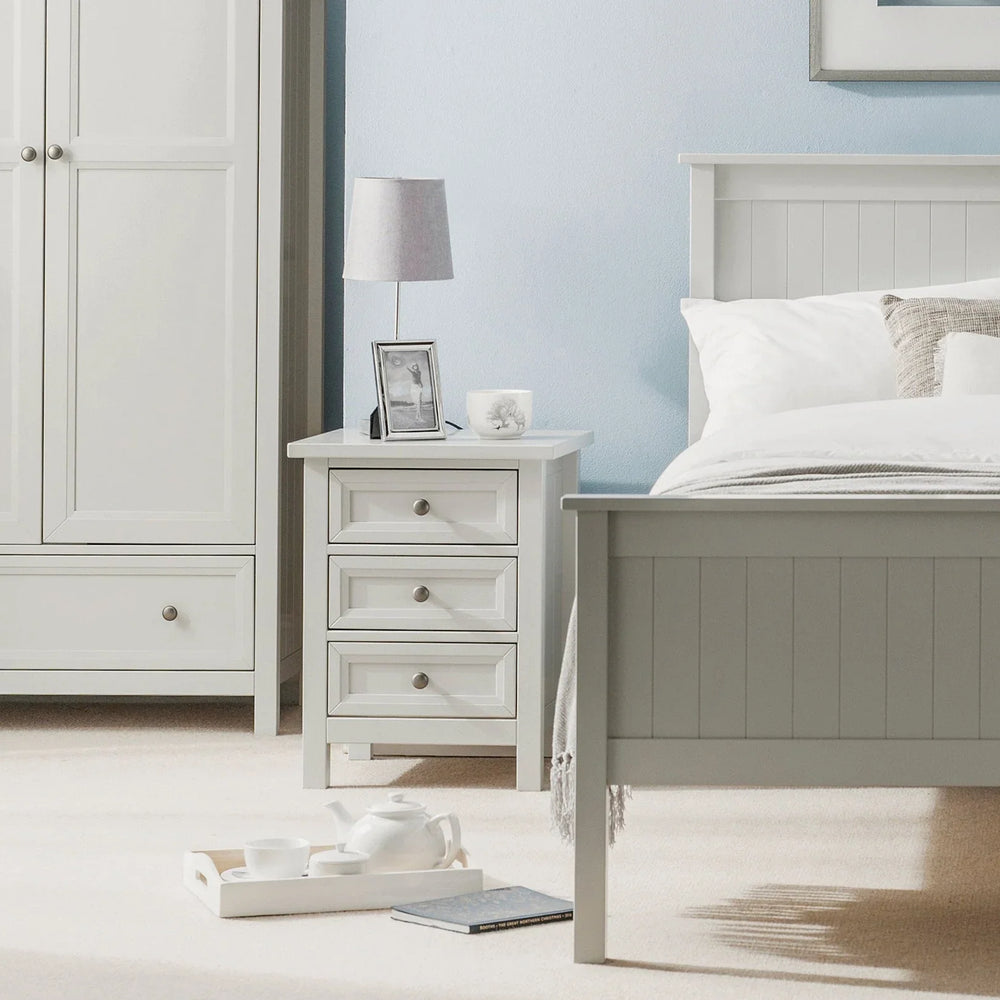 Maine 3 Drawer Bedside - Grey - MAI001