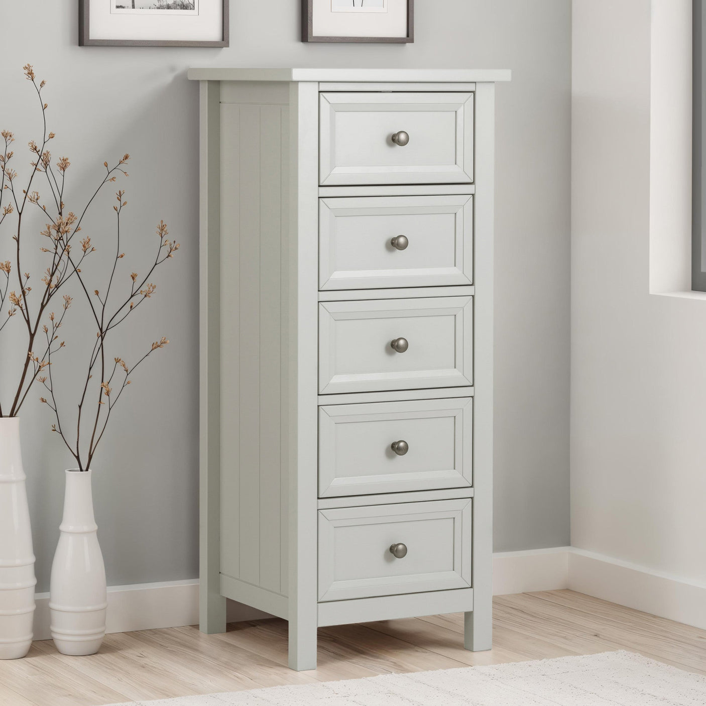 Maine 5 Drawer Tall Chest - Black - MAI154