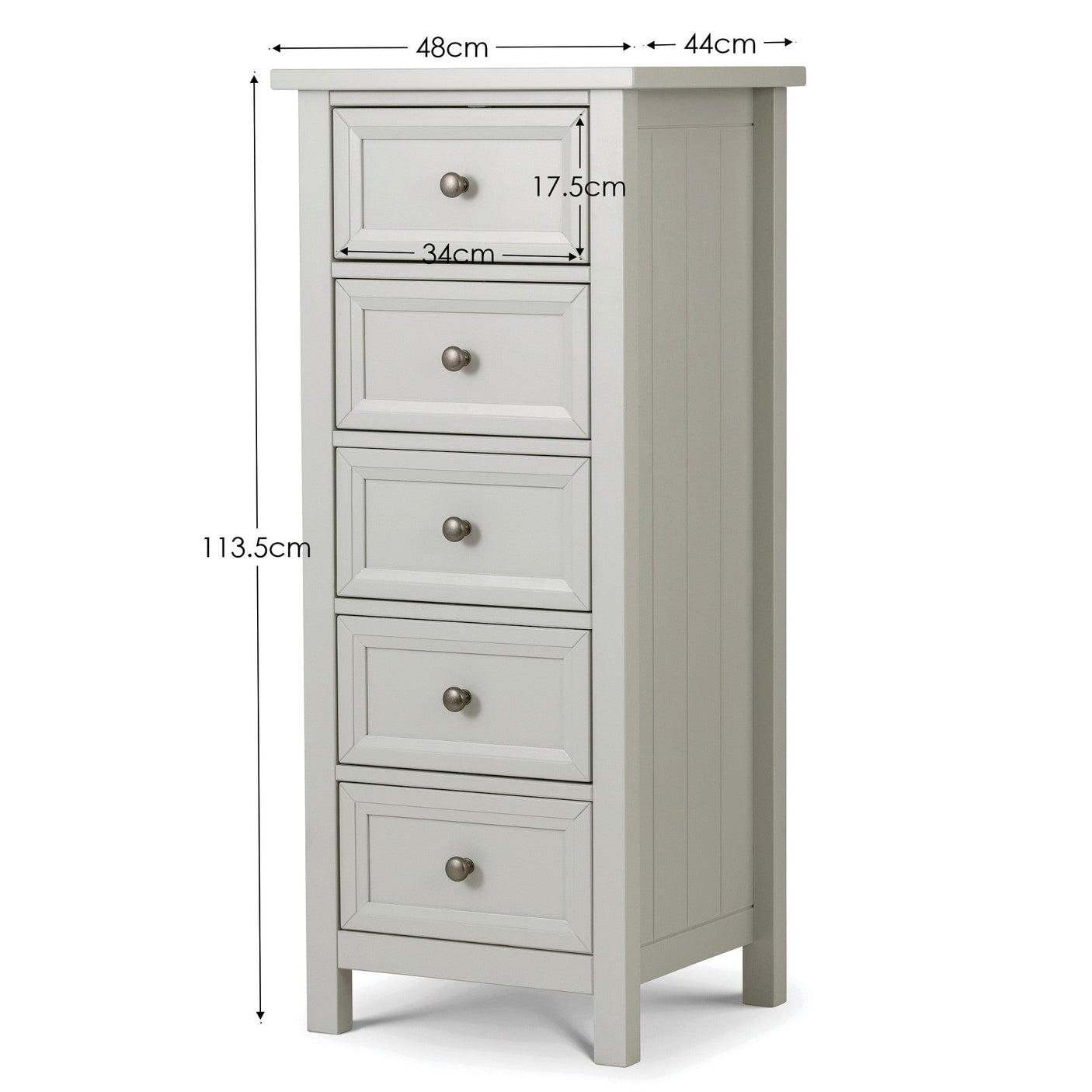 Maine 5 Drawer Tall Chest - Black - MAI154