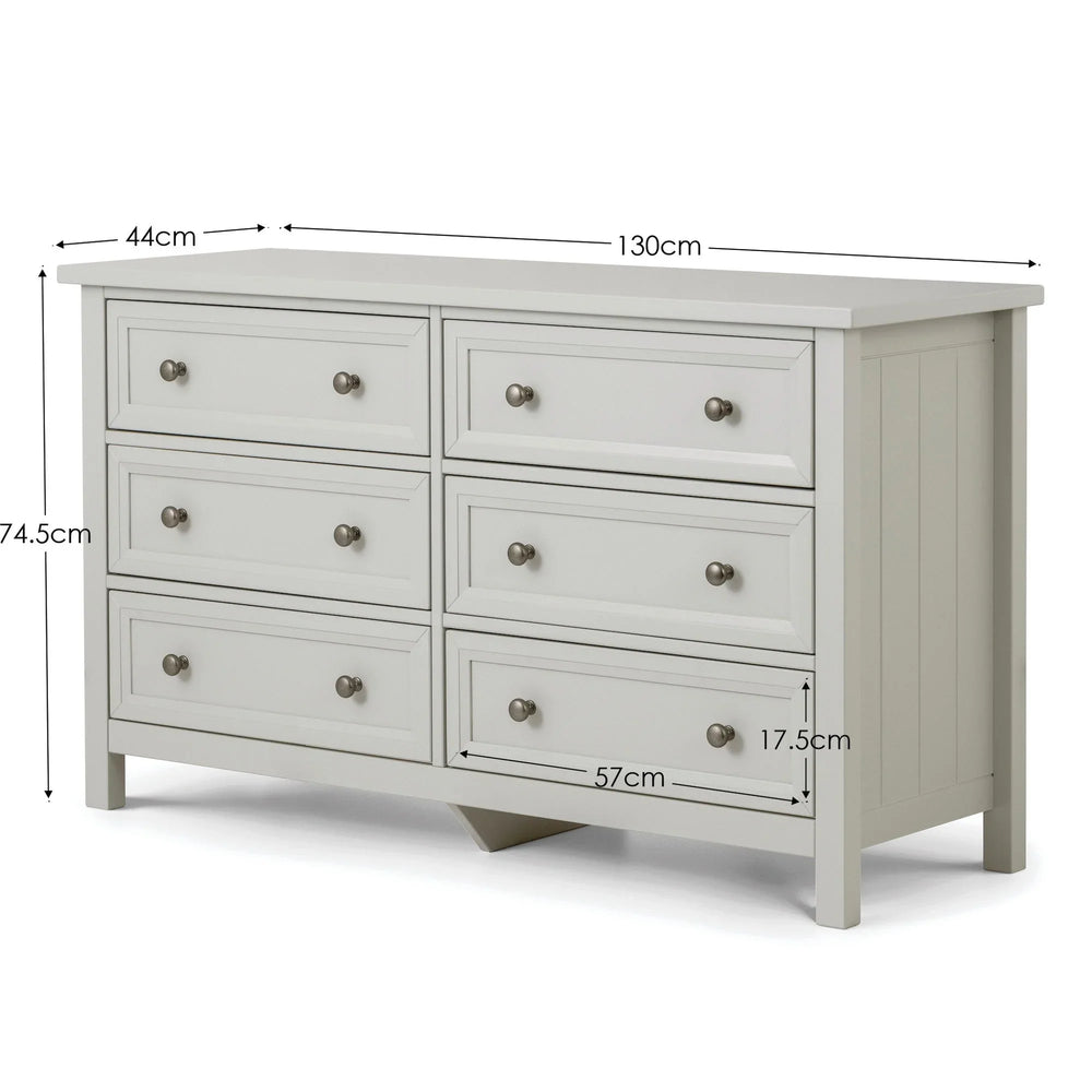 Maine 6 Drawer Wide Chest - Black - MAI155