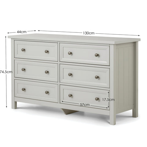 Maine 6 Drawer Wide Chest - Black - MAI155