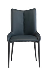 Teal Upholstered Dining Chair with Black Legs - Modern Design