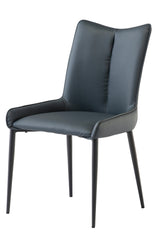 Teal Upholstered Dining Chair with Black Legs - Modern Design