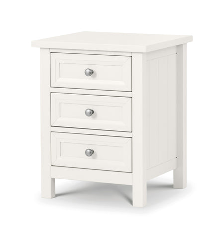 Maine 3 Drawer Bedside - White - MAI101