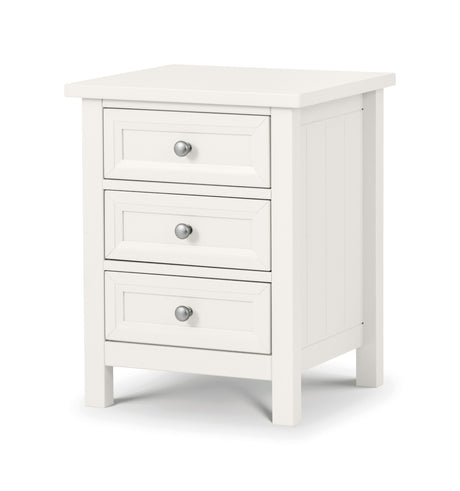 Maine 3 Drawer Bedside - White - MAI101