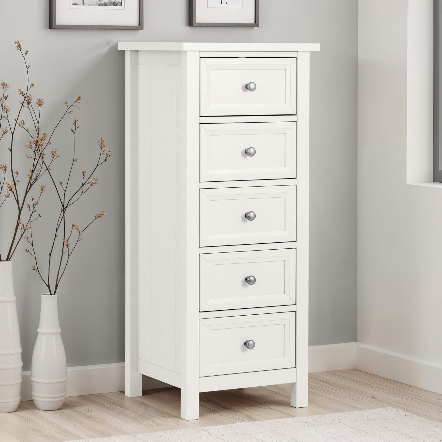 Maine 5 Drawer Tall Chest - Black - MAI154