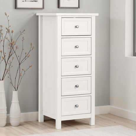 Maine 5 Drawer Tall Chest - Black - MAI154