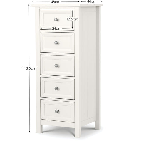 Maine 5 Drawer Tall Chest - Black - MAI154