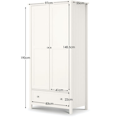 Maine 2 Door Combination Wardrobe - Grey - MAI006