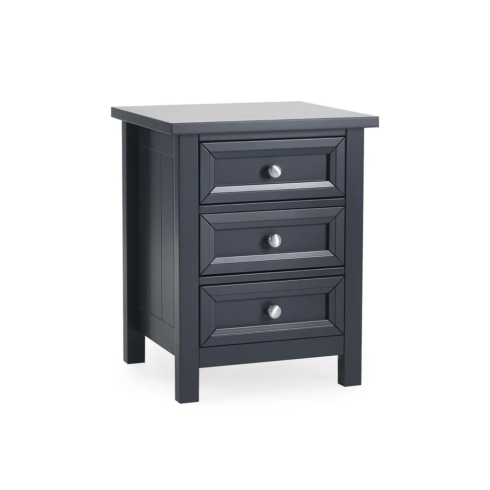 Maine 3 Drawer Bedside - Black - MAI151