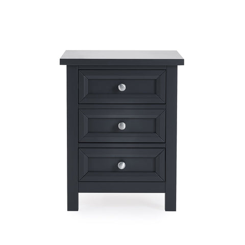 Maine 3 Drawer Bedside - Black - MAI151