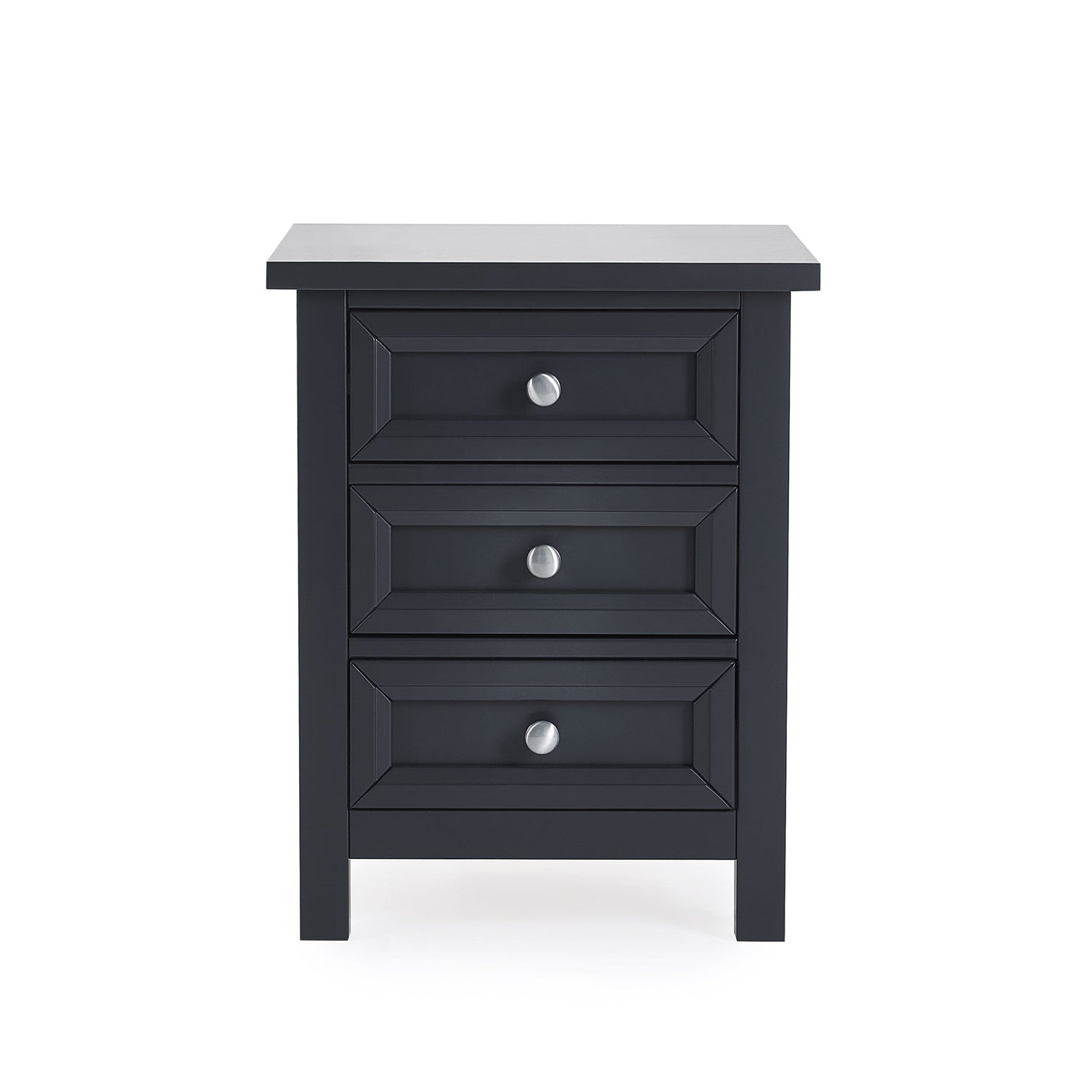 Maine 3 Drawer Bedside - Black - MAI151