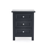Maine 3 Drawer Bedside - Black - MAI151