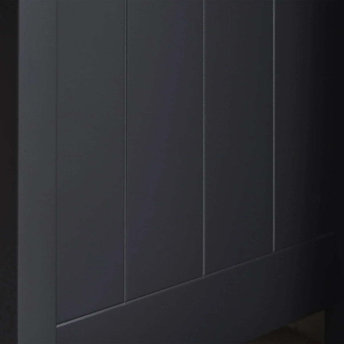Anthracite 2 drawer chest close-up showing textured panel design and dark finish