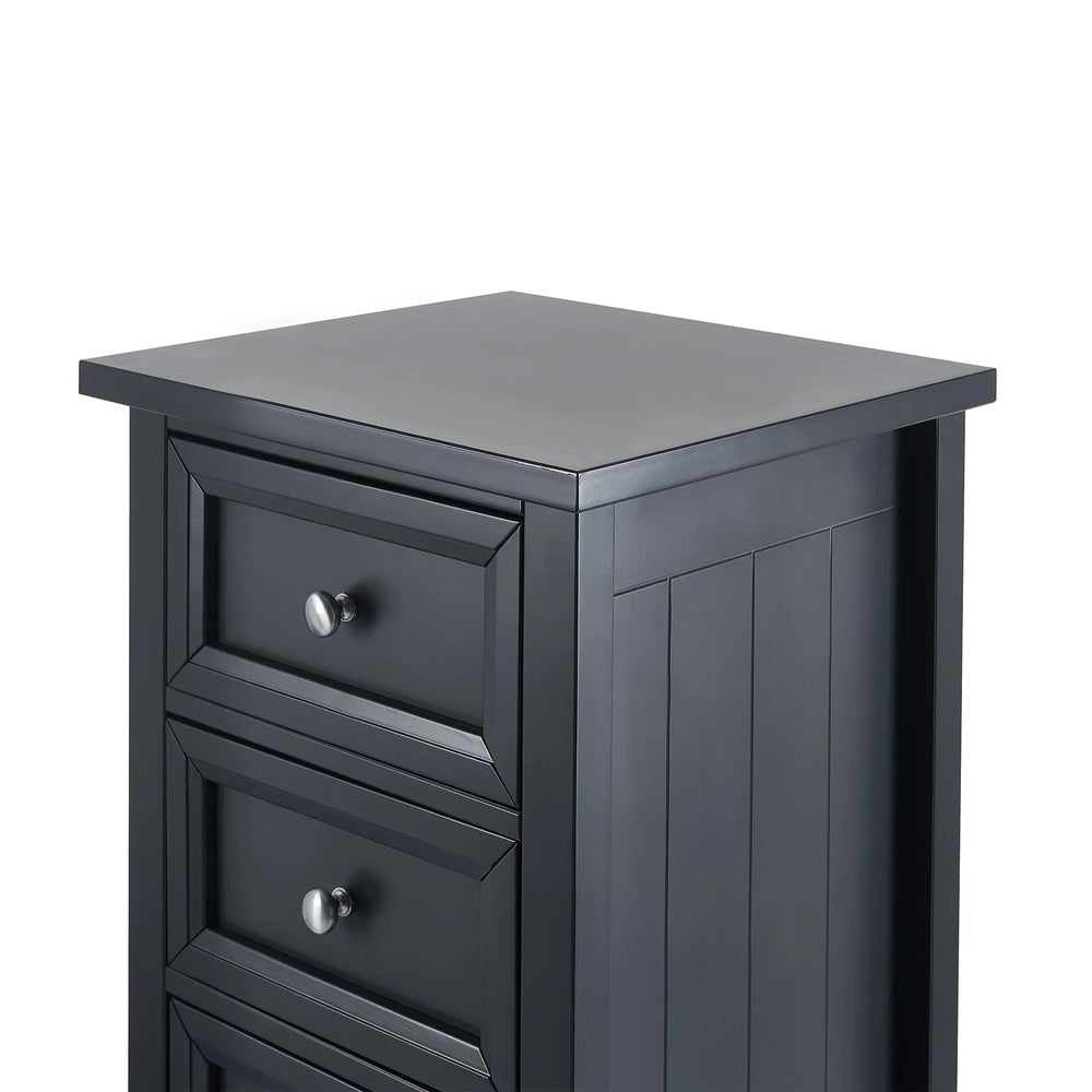 Maine 5 Drawer Tall Chest - Black - MAI154