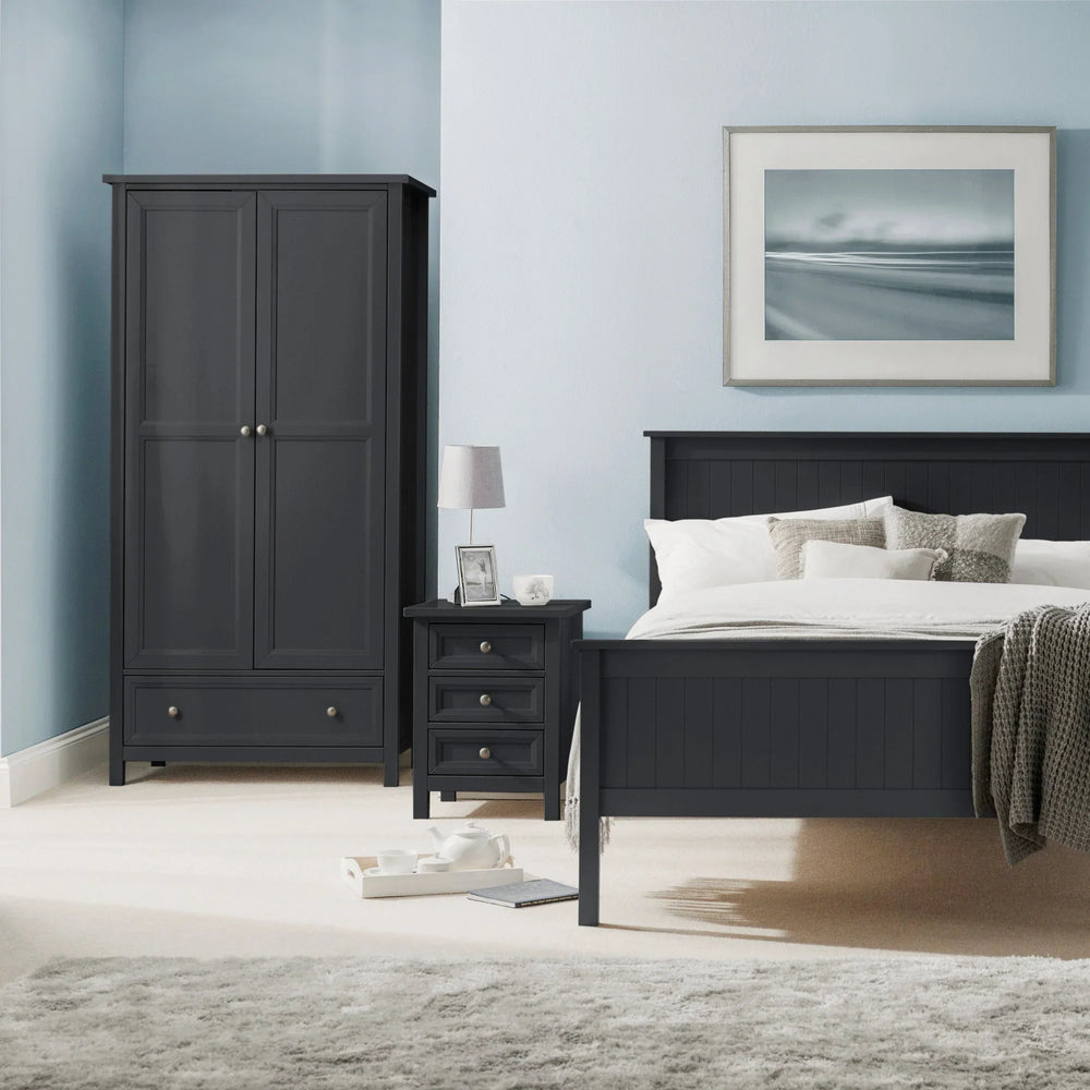 Maine 6 Drawer Wide Chest - Black - MAI155