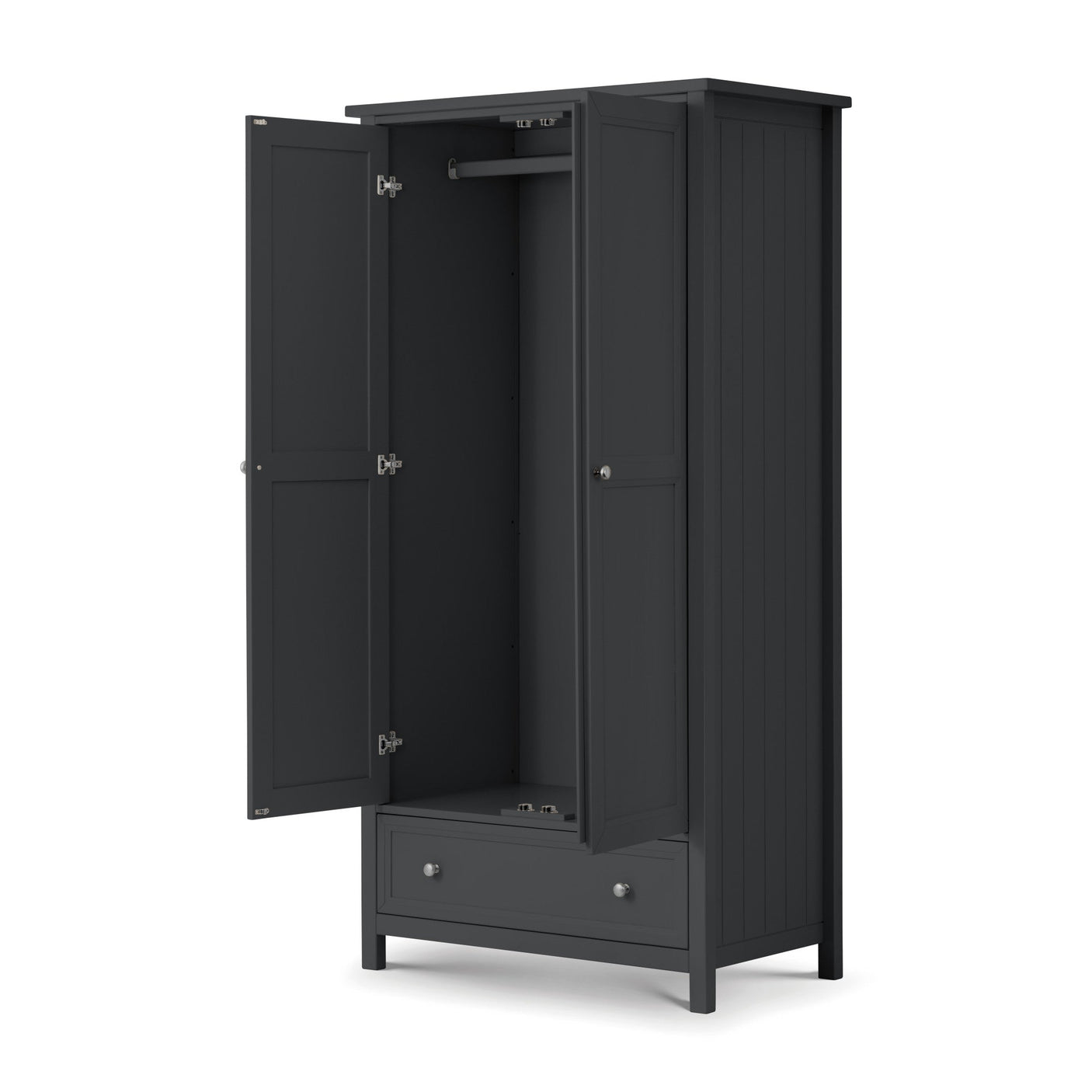 Maine 2 Door Combination Wardrobe - Grey - MAI006