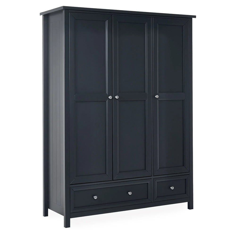 Maine 3 Door Combination Wardrobe - White - MAI107