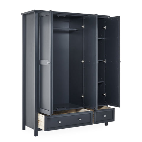 Maine 3 Door Combination Wardrobe - White - MAI107