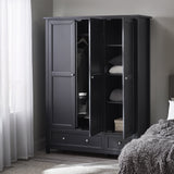 Maine 3 Door Combination Wardrobe - White - MAI107