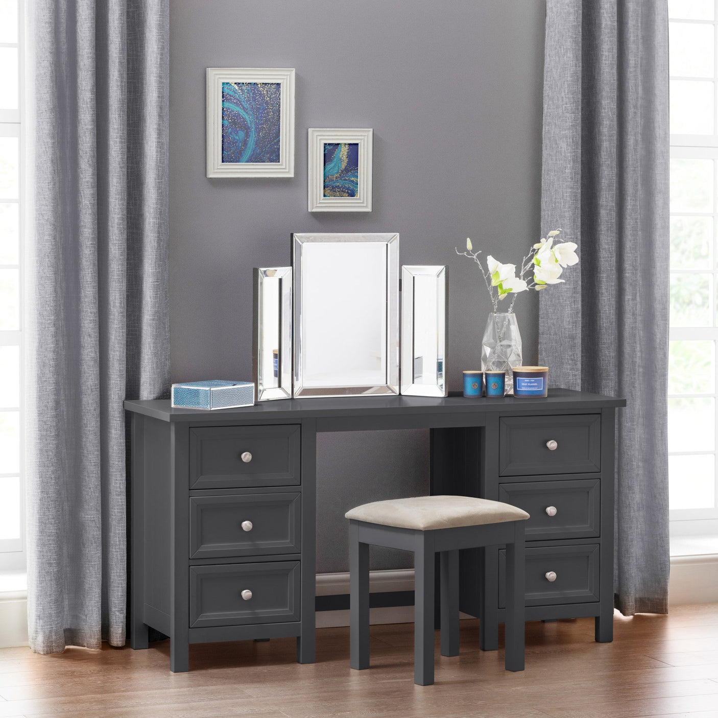 Maine Dressing Stool - Grey - MAI012