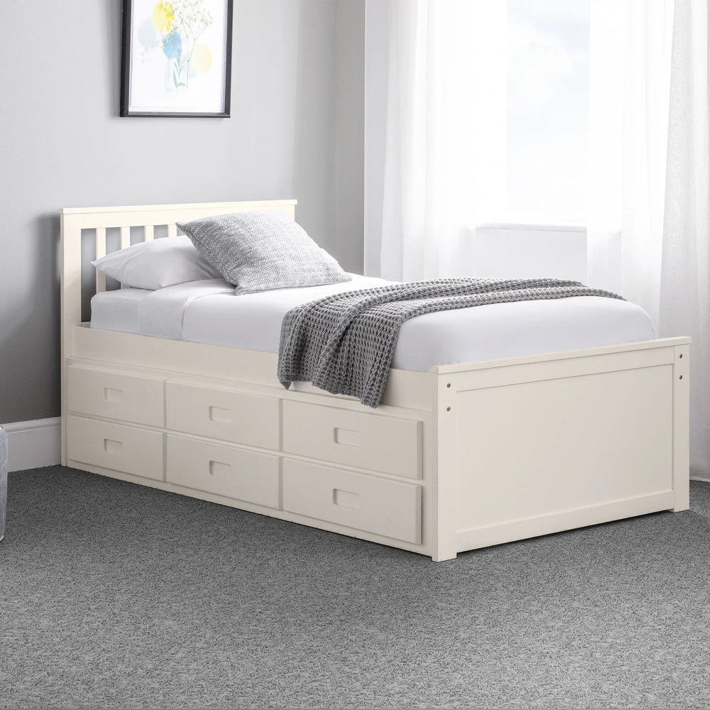 Maisie Bed With Underbed And Drawers - White / Single - MAI901