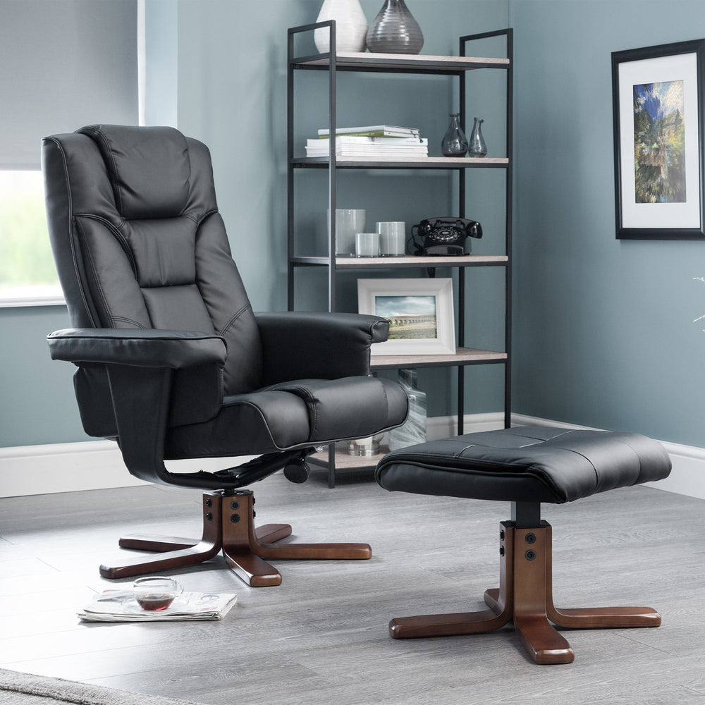 Malmo Swivel Recliner And Stool - Brown - MAL001