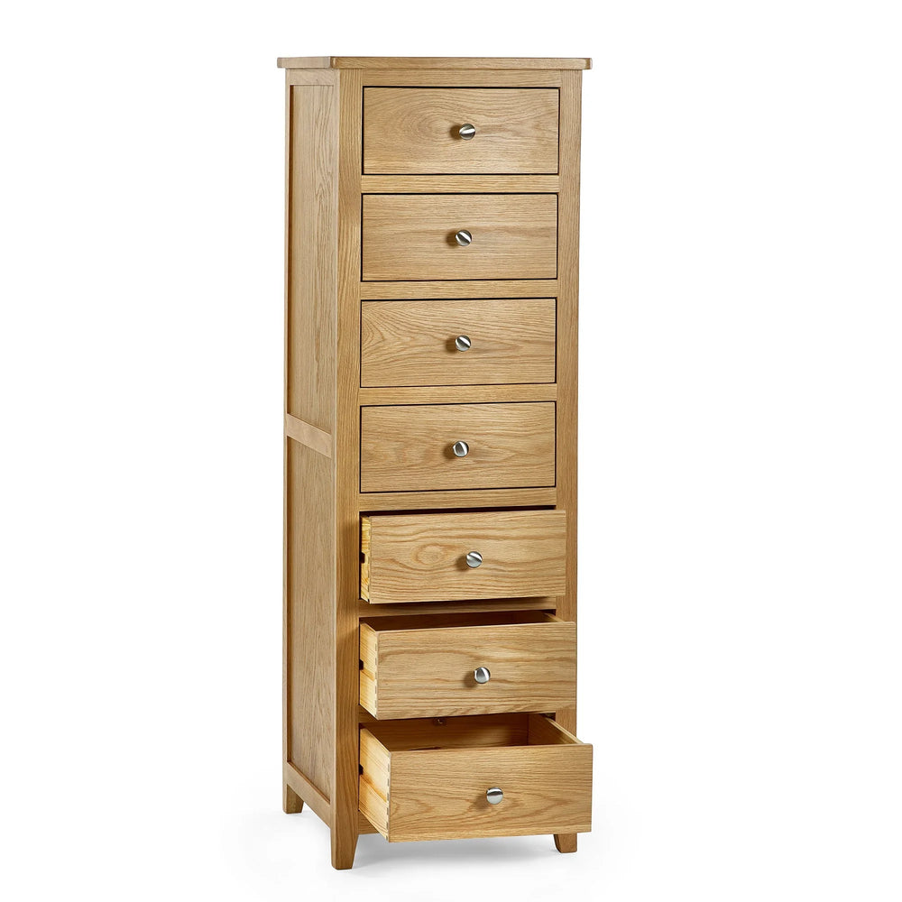 Mallory 7 Drawer Narrow Chest - Light Brown - MAL257