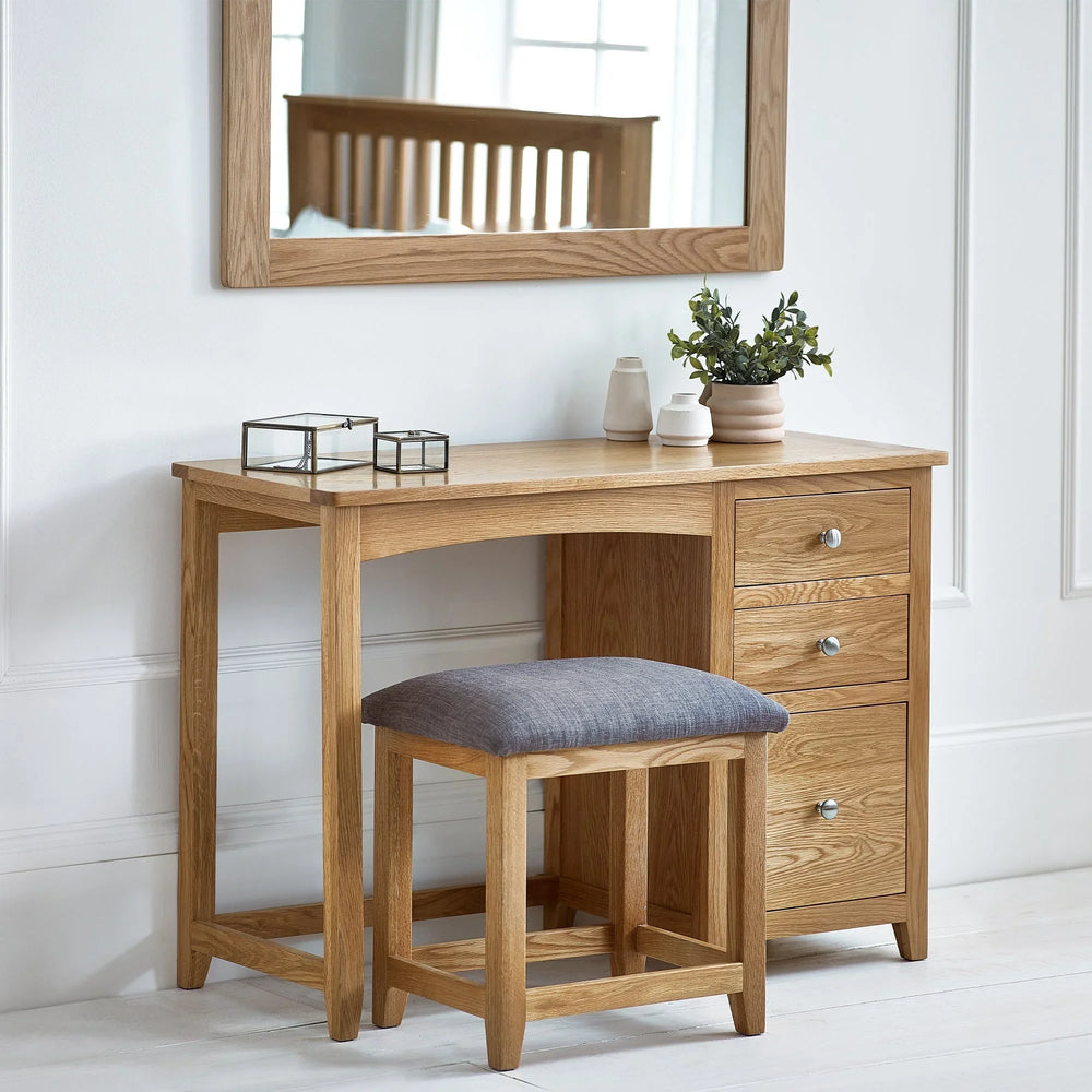 Mallory Single Dressing Table and Stool - Light Brown - MAL259