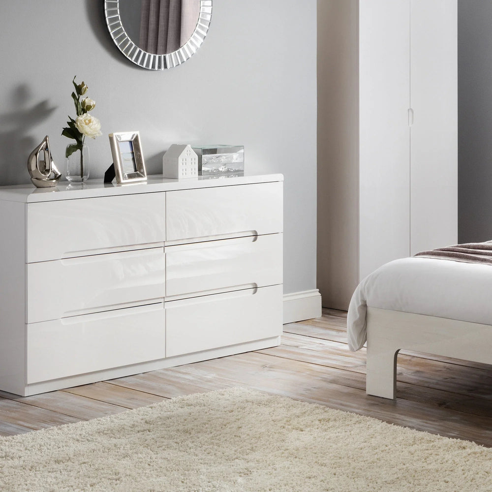 Manhattan 6 Drawer Wide Chest - White - MAN205