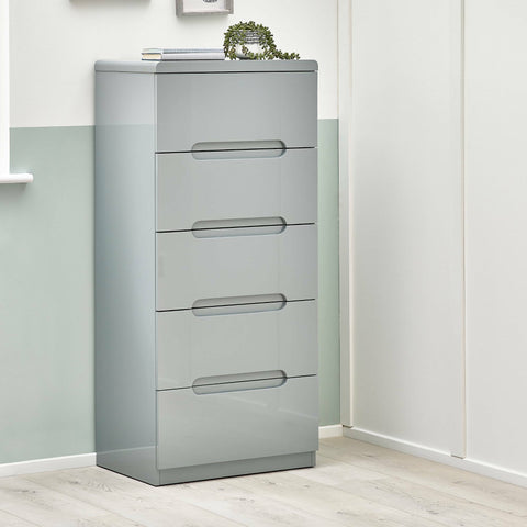 Manhattan 5 Drawer Narrow Chest - White - MAN204
