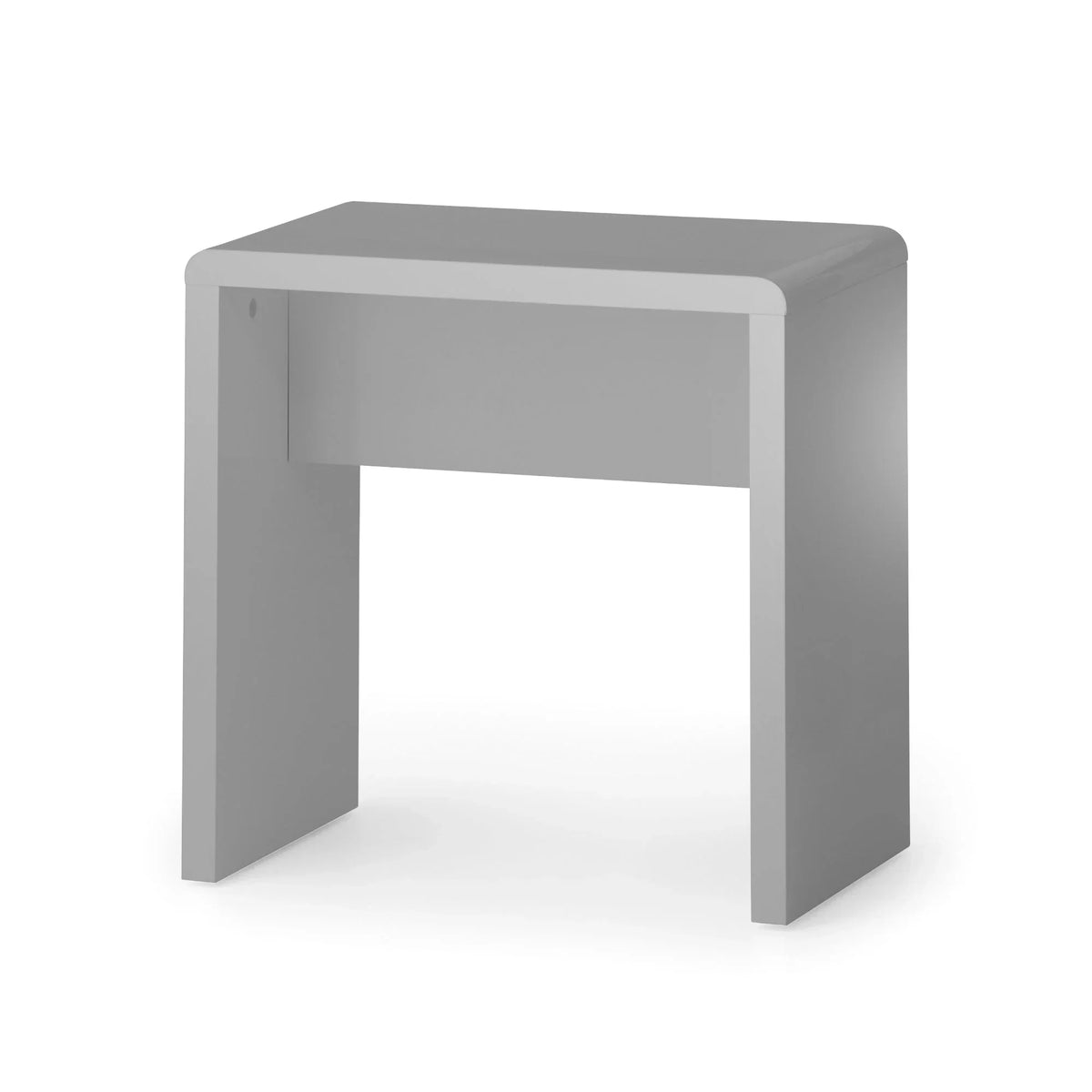 Grey Manhattan dressing stool with rectangular shape and smooth finish