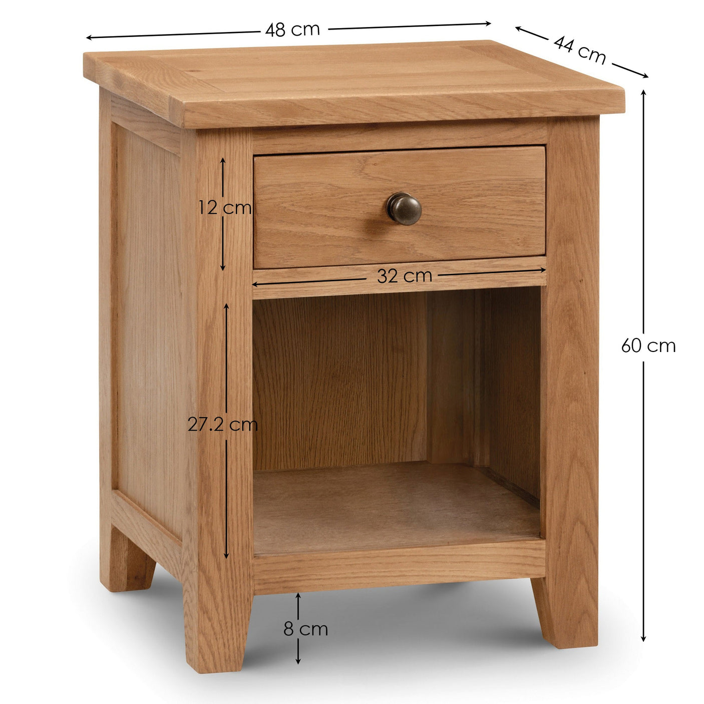 Marlborough 1 Drawer Bedside - Light Brown - MAR201