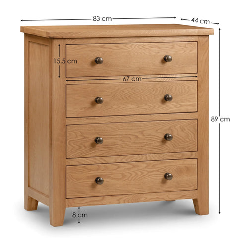Marlborough 4 Drawer Chest - Light Brown - MAR203