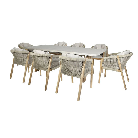 Martinique 8 Seat Rectangular Dining Set With Concrete Top - 230cm