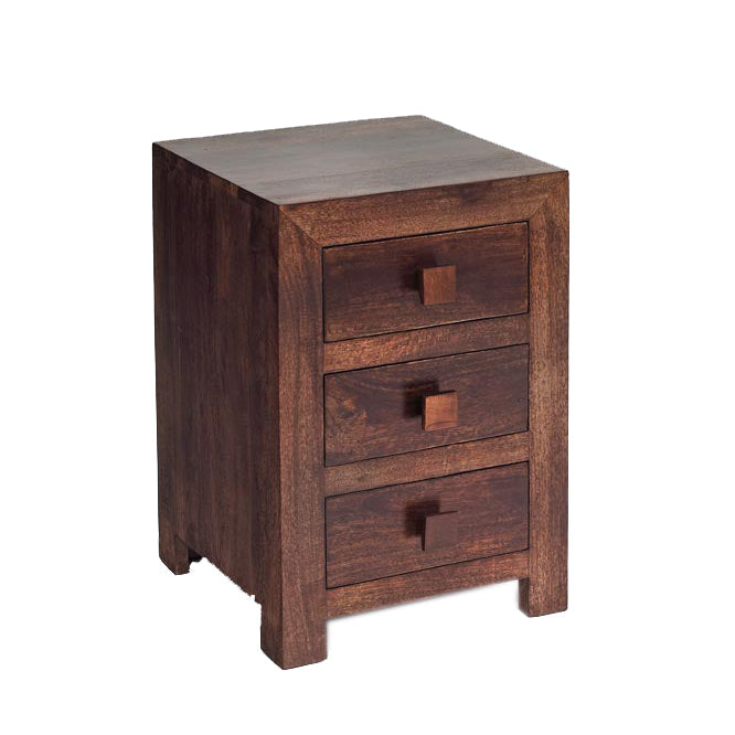 Toko Dark Mango 3 Drawer Bedside Table in solid wood