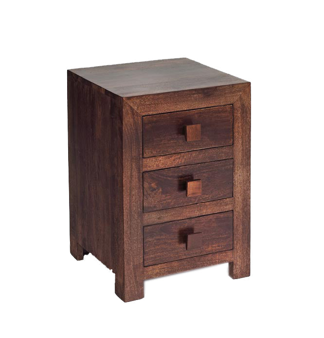 Toko Dark Mango 3 Drawer Bedside Table in solid wood