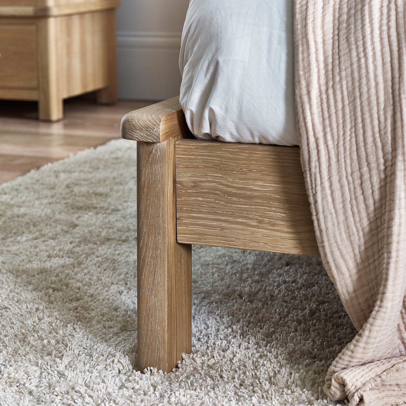Memphis Limed Oak Bed - Light Brown / Double - MEM001