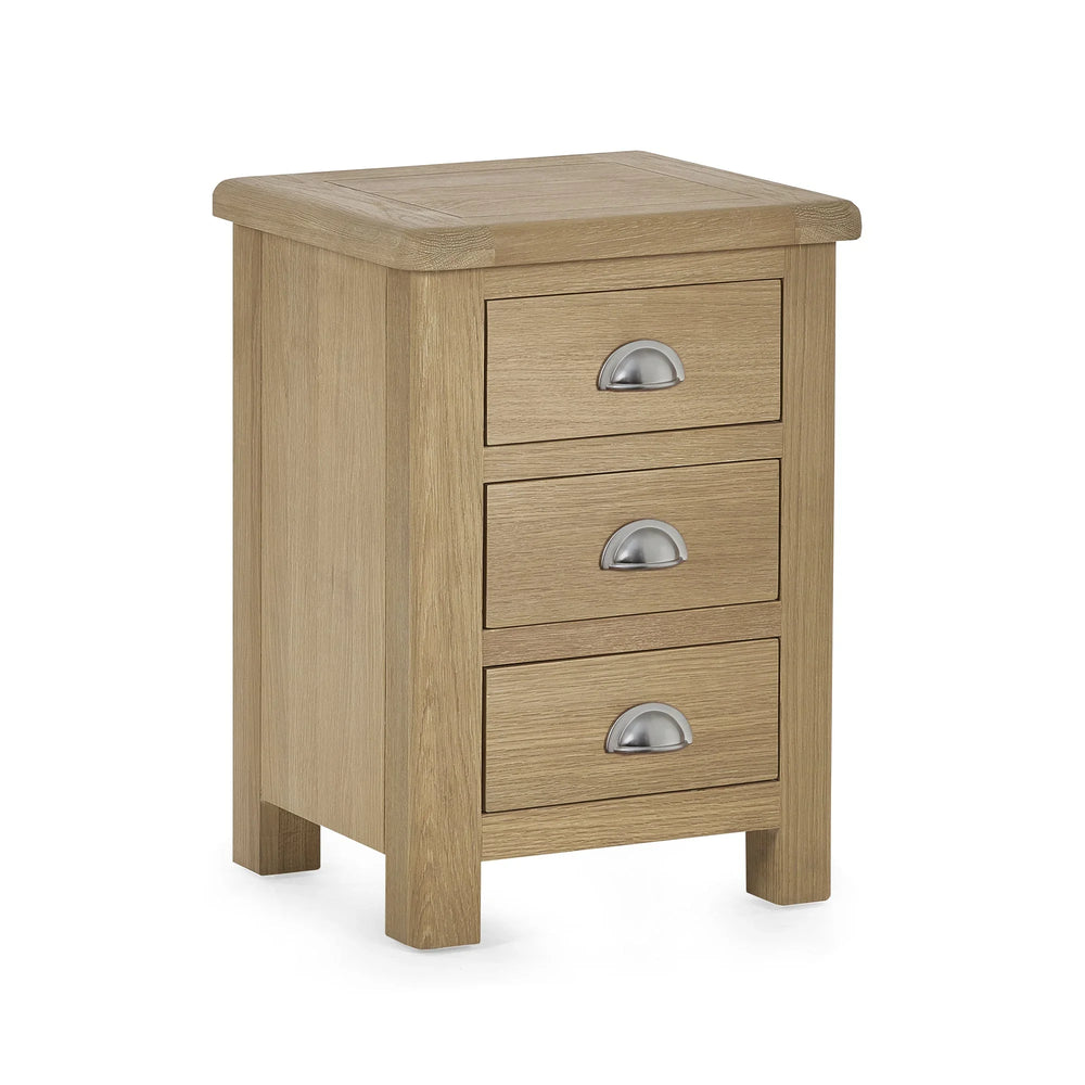 Memphis Limed Oak 3 Drawer Bedside - Light Brown - MEM003