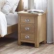 Memphis Limed Oak 3 Drawer Bedside - Light Brown - MEM003
